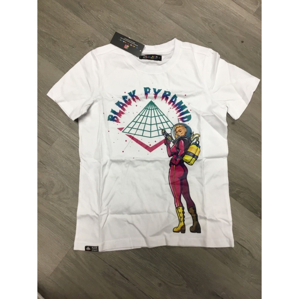 BLACK PYRAMID BY CHRIS BROWN WHITE MULTICOLOR “SPACE”SIZE MEDIUM KIDS SHIRT NEW
